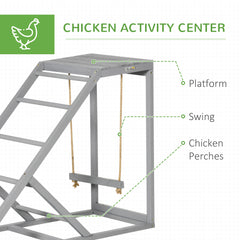 حظيرة دجاج PawHut Walk-In Chicken Run، حظيرة دجاج معدنية مع غطاء، قفص دواجن خارجي مع رف أنشطة الدجاج، للدجاج والأرانب والبط، 2.8 × 1.9 × 2 متر