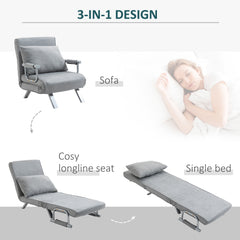 HOMCOM Suedette Adjustable Back Futon Sofa Chair - Grey