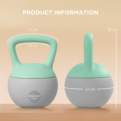 SPORTNOW 2 x 10kg Soft Kettlebell, Kettle Bell with Non-Slip Handle, for Home Gym, Strength Training, Cardio - Grey and Green