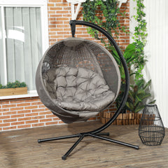 Outsunny Round Egg Basket Chair, with Steel Stand, Sand