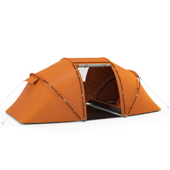 Outsunny 4-6 Man Camping Tent w/ Two Bedroom, Hiking Sun Shelter, UV Protection Tunnel Tent, Orange