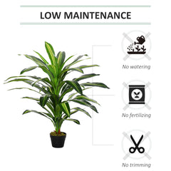 Outsunny 110cm/3.6FT Artificial Dracaena Tree Decorative Plant 40 Leaves with Nursery Pot, Fake Tropical Tree for Indoor Outdoor D√É¬©cor