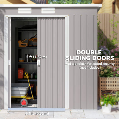 Outsunny 7 x 4ft Galvanised Steel Garden Shed, with Foundation Kit - Grey