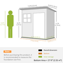 Outsunny 7 x 4ft Galvanised Steel Garden Shed, with Lock and Gloves - Green