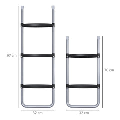 SPORTNOW Galvanised Steel Trampoline Ladder, 2 Steps/3 Steps Outdoor Trampoline Accessories for 6ft, 8ft, 10ft, 12ft, 13ft, 14ft, 16ft Trampoline, 97L x 32Wcm, Silver Tone