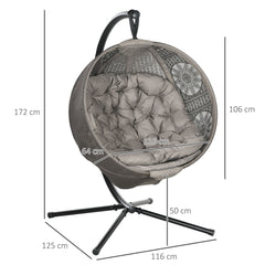 Outsunny Round Egg Basket Chair, with Steel Stand, Sand