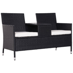 Outsunny 2-Seater Rattan Chair Set W/Middle Tea Table-Black