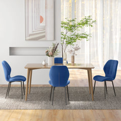 HOMCOM Set of Four Velvet Relaxed Tub Dining Chairs - Dark Blue