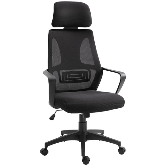 Vinsetto Ergonomic Office Chair, High Back Computer Chair, Mesh Desk Chair with Lumbar Support, Headrest, Wheel, Adjustable Height, Black