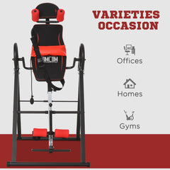 HOMCOM Gravity Inversion Table with Safety Belt Adjustable Hand Stand for Muscle Pain Relief, Red