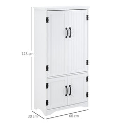 HOMCOM Accent Floor Storage Cabinet Kitchen Cupboard with Adjustable Shelves and 2 Lower Doors, White