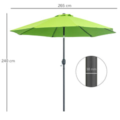 Outsunny 2.7M Garden Parasol Umbrella with Glass Fibre Ribs and Aluminium Frame, Tilting Sun Shade Shelter Canopy, Light Green