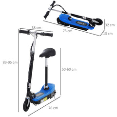 HOMCOM Foldable Electric Scooter for Kids 12V 120W W/Brake Kickstand -Blue