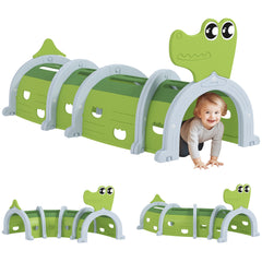 AIYAPLAY Crocodile Design Kids Play Tunnel for Ages 3-6 Crawl and Climb