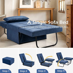 4 in 1 Convertible Sofa Bed with Adjustable Backrest-Blue