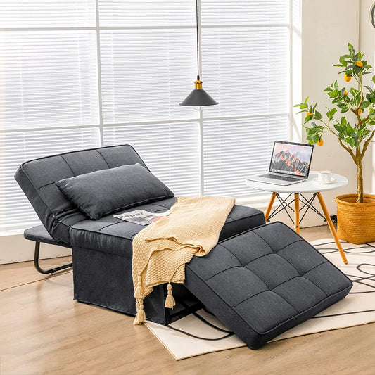 4 in 1 Convertible Sofa Bed with Adjustable Backrest-Grey