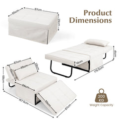 4 in 1 Convertible Sofa Bed with Adjustable Backrest-Beige