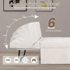 4 in 1 Convertible Sofa Bed with Adjustable Backrest-Beige