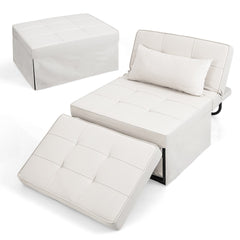 4 in 1 Convertible Sofa Bed with Adjustable Backrest-Beige