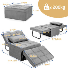 4 in 1 Convertible Sofa Bed with Adjustable Backrest-Light Grey