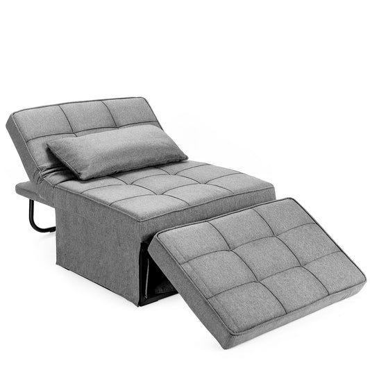 4 in 1 Convertible Sofa Bed with Adjustable Backrest-Light Grey