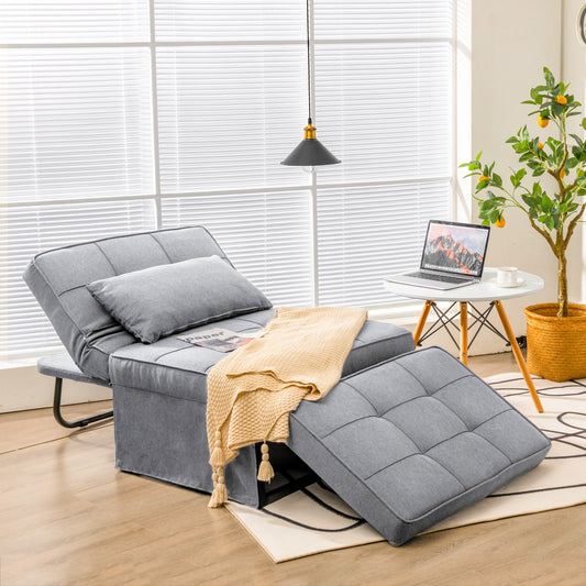 4 in 1 Convertible Sofa Bed with Adjustable Backrest-Light Grey