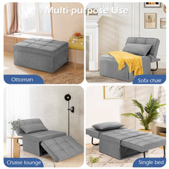 4 in 1 Convertible Sofa Bed with Adjustable Backrest-Light Grey