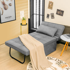 4 in 1 Convertible Sofa Bed with Adjustable Backrest-Light Grey