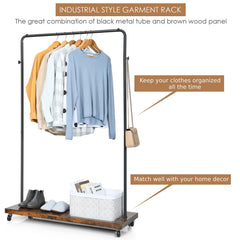 Clothes Rail Garment Rack with Wheels for Bedroom Hallway Shop