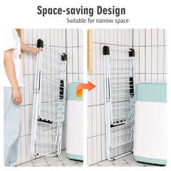 2-Level Foldable Clothes Drying Rack with Adjustable Gullwing