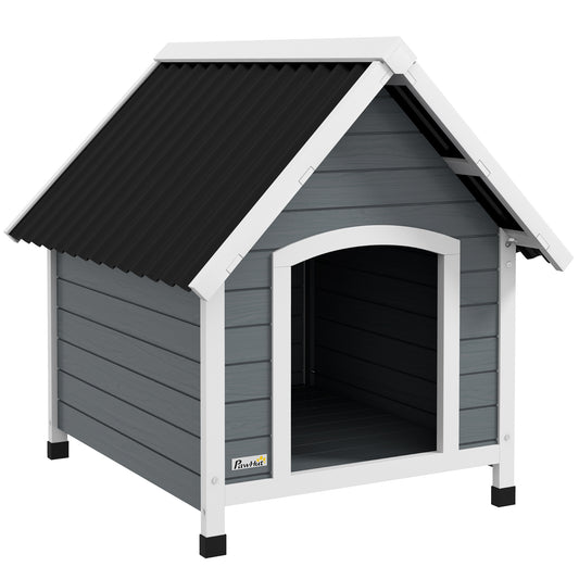 PawHut Outdoor Dog Kennel, Wooden Dog House, with Removable Floor, Anti-Corrosion Wood, for Medium Dogs, 82H x 75W x 88Dcm