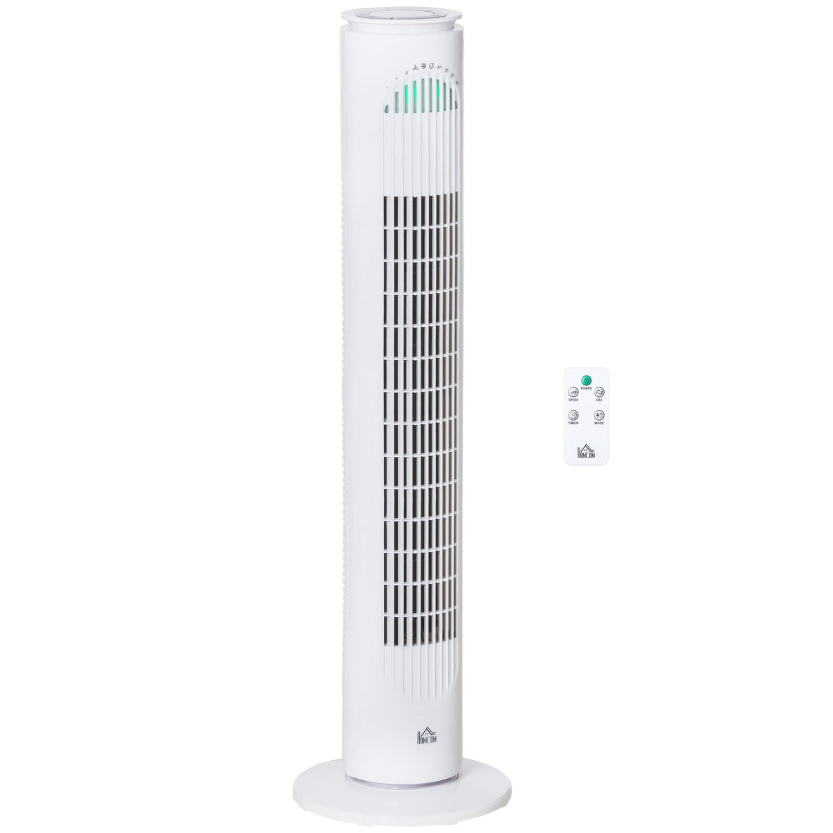 HOMCOM 30'' Freestanding Tower Fan, 3 Speed 3 Mode, 10h Timer, 70 Degree Oscillation, LED Light, 5M Remote Controller, White