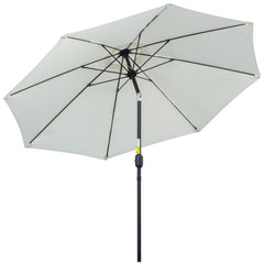 Outsunny 2.7M Garden Parasol Umbrella with Glass Fibre Ribs and Aluminium Frame, Tilting Sun Shade Shelter Canopy, Cream White