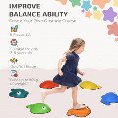 AIYAPLAY 6 Pcs Balance Stepping Stones Kids for Sensory with Non-slip Edge, Stackable Outdoor Indoor Obstacle Course