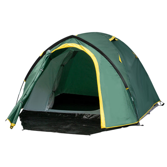 Outsunny Dome Tent for 2 Person Camping Tent with Large Windows, Waterproof Green and Yellow