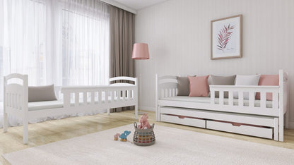 Wooden Bunk Bed Harriet with Trundle and Storage