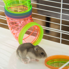 PawHut Hamster Cage w/ Water Bottle, Exercise Wheel, Tubes, Ramps - Light Blue