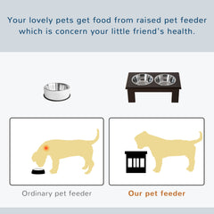 أوعية طعام الكلاب المرتفعة من PawHut مع حامل، مصنوعة من الفولاذ المقاوم للصدأ للكلاب متوسطة الحجم، 58 طولاً × 31 عرضًا × 25 ارتفاعًا سم - بني