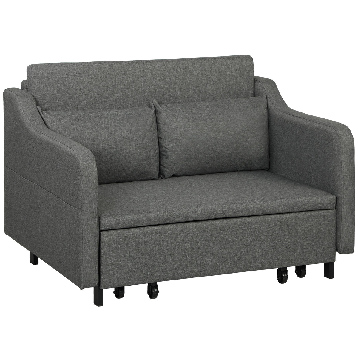 HOMCOM Two-Seater Pull-Out Sofa Bed - Grey