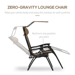 Outsunny Zero Gravity Lounger Chair, Folding Reclining Patio Chair with Shade Cover, Padded Seat, Cup Holder, Soft Cushion and Headrest for Poolside, Camping, Coffee