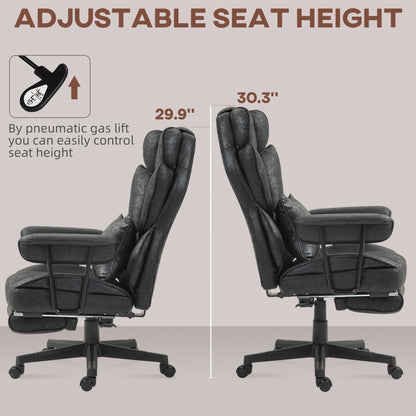 HOMCOM Executive Office Chair, Ergonomic Desk Chair with Foot Rest, Lumbar Support, Reclining Function and Wide Seat, Black