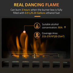 HOMCOM Free Standing Ethanol Fireplace, Bioethanol Heater Stove Fire with 0.9L Tank, 3 Hours Burning Time, Black