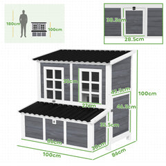 PawHut Wooden Chicken Coop with Nesting Box, Slide-Out Tray, Perches, for 4-6 Chickens, 100 x 86 x 100cm