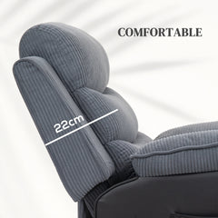 HOMCOM Overstuffed Corduroy Electric Lift Chair - Dark Grey