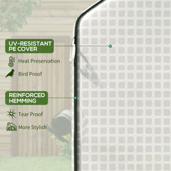 Outsunny Walk-in Greenhouse with 3 Tier 12 Shelves, Small Greenhouse with Reinforced PE Cover, Garden Plant Growhouse with Roll-up Door and Three Mesh Windows, 140 x 213 x 190 cm, White