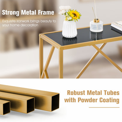 Home Console Table with Gold Finished Frame-Black