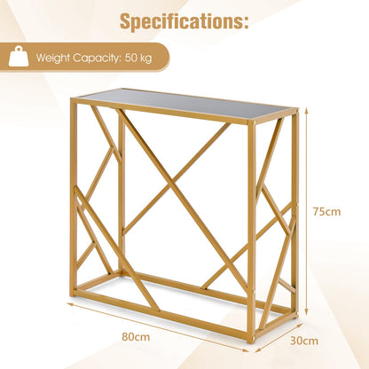 Home Console Table with Gold Finished Frame-Black