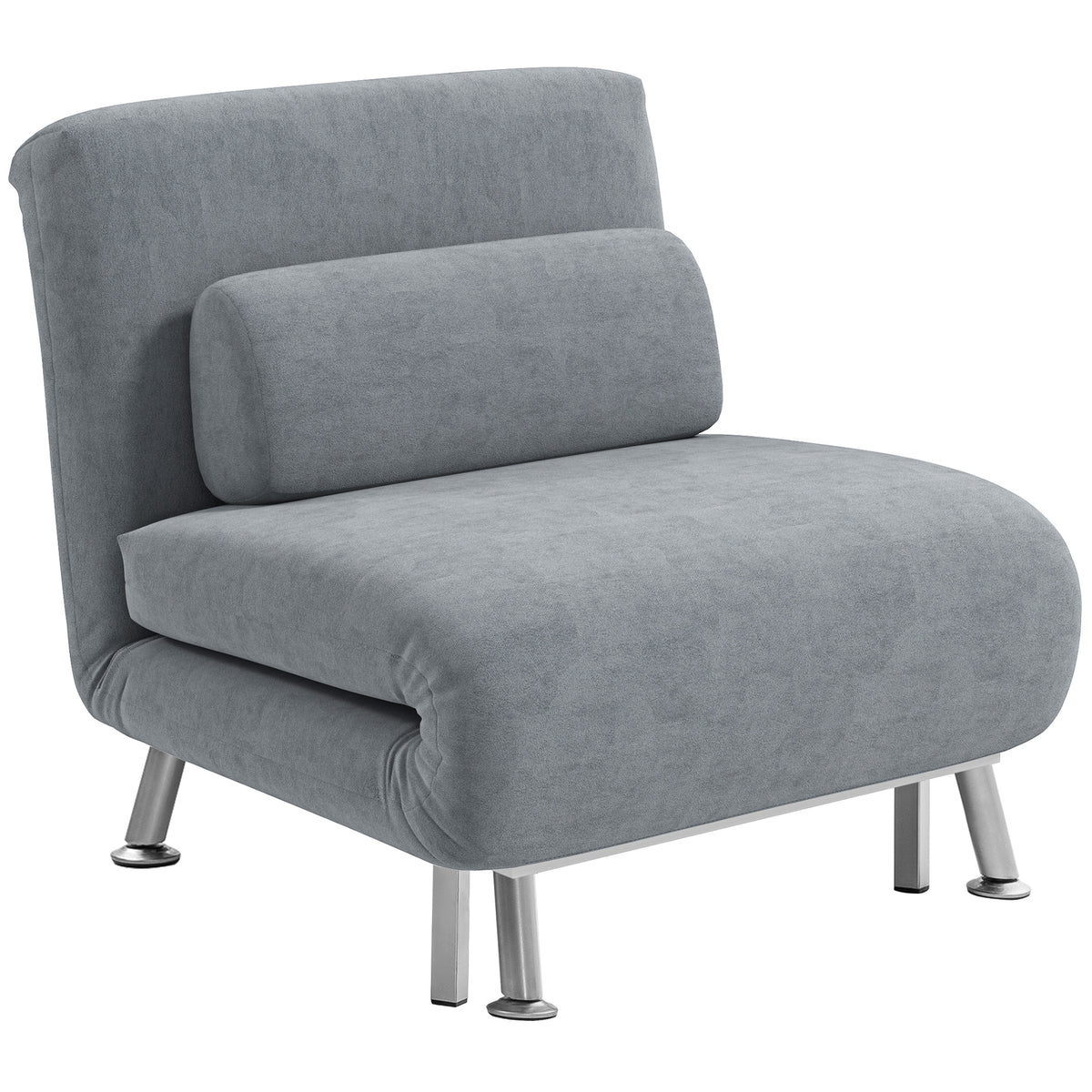 HOMCOM Single Velvet-Feel Sleeper Chair - Grey