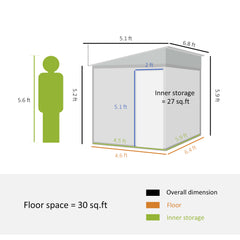 سقيفة معدنية مجلفنة من Outsunny مقاس 7 × 5 أقدام، مع باب منزلق - أبيض