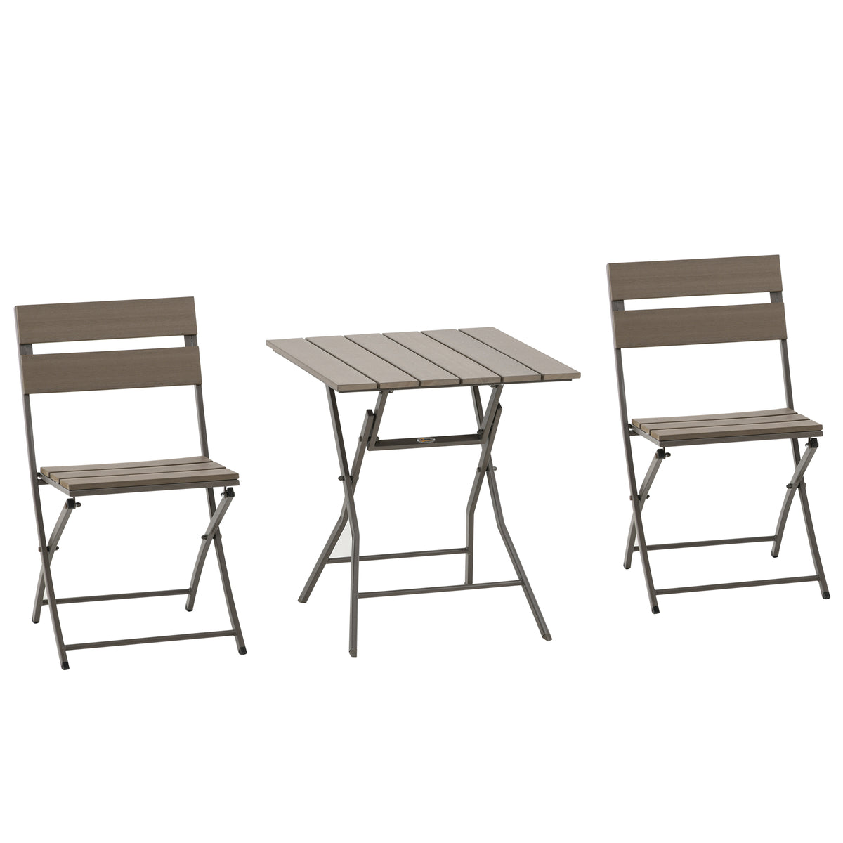 Outsunny 3 Piece Foldable Garden Bistro Set Patio Furniture Set with Table and 2 Chairs for Conservatory Balcony Terrace, Grey